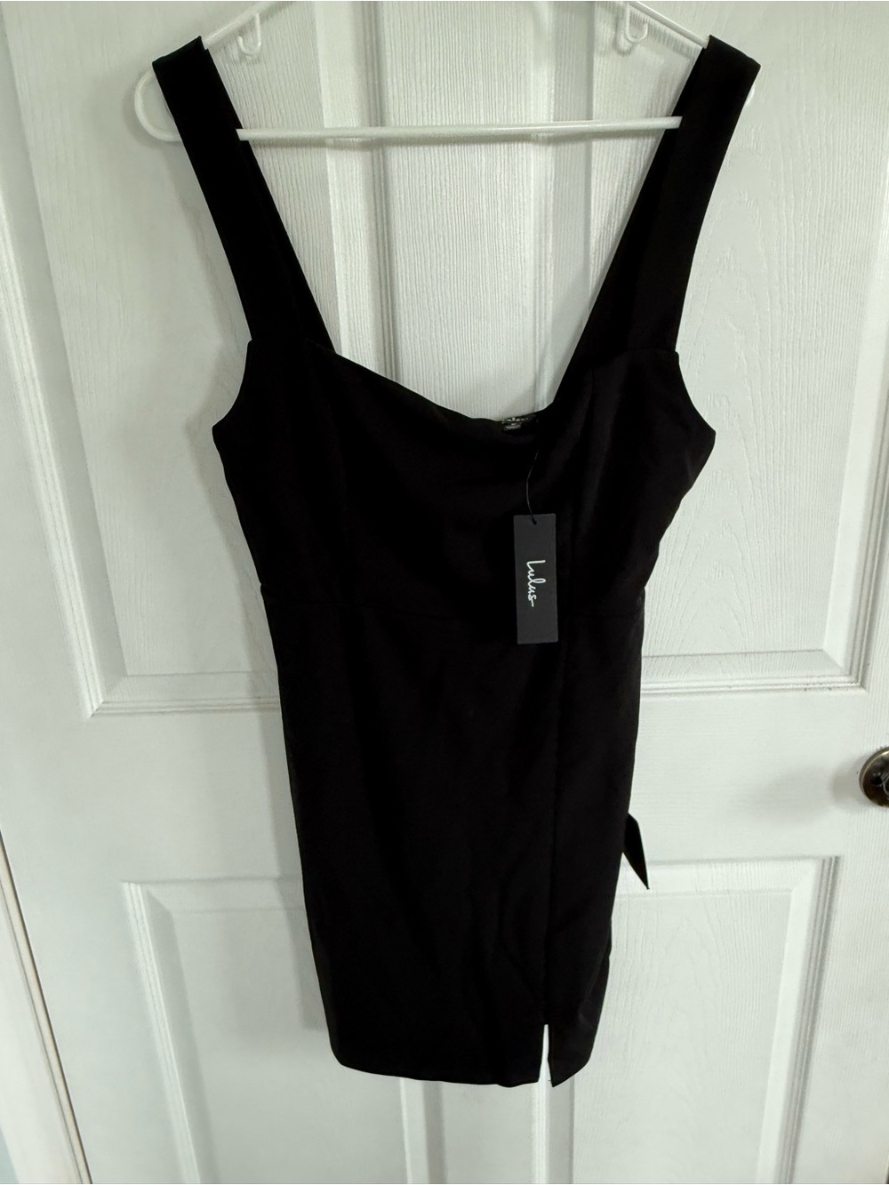 Lulus NWT Little Black Dress M Slit Wedding Guest Cocktail Bachelorette Hoco
